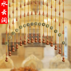 Wind water curtain crystal pearl curtain integrated with real peach wood gourd partition curtain five emperors bronze money sitting room bathroom finished curtain 25 arcs (0.4-0.8m high)