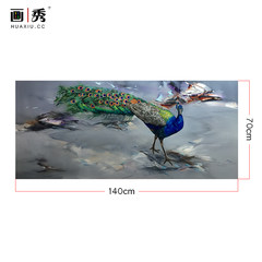 New original peacock, pure hand painted oil painting, frameless painting, living room simple sofa, background wall decoration painting package 420*480mm Other types One 70x140 Oil film laminating + low reflective organic glass