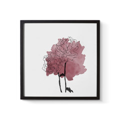 Nordic decorative painting, small fresh living room hanging paintings, modern minimalist sofa, background murals, colorful flowers 30x30cm right angle frame Wood color HM03304 peony with rich love Single price
