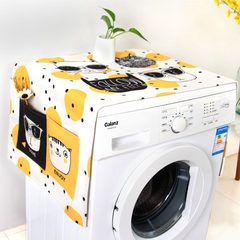 Single-door refrigerator cover cloth cotton and linen cloth dust-proof cover washing machine cover cover cover face cloth cartoon cute multi-purpose bag yellow round wave point cat - washing machine refrigerator cover cloth customized size please contact customer service