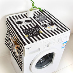 Single-door refrigerator cover cloth cotton and linen cloth dust-proof cover washing machine cover cover cover face cloth cartoon cute multi-purpose bag black and white striped cat - washing machine refrigerator cover cloth customized size please contact customer service