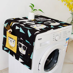 Single-door refrigerator cover cloth cotton and linen cloth dust-proof cover washing machine cover cover face cover cartoon cute multi-purpose bag hanging black bottom triangle Kitty - washing machine refrigerator cover cloth customized size please contact customer service