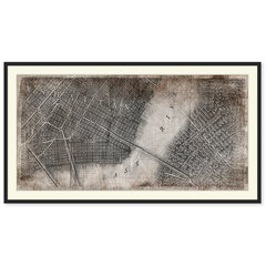 Limited Edition / American / map decorative painting / imported painting core / industrial style living room study office /759 40*40 Simple black wood grain frame 80760KMP Oil film laminating + low reflective organic glass