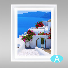 Leonardo decorative painting landscape paintings have a dining room kitchen bathroom bathroom waterproof painting frame painting 30*40 Simple white clean frame In the Aegean Sea A Oil film laminating + low reflective organic glass