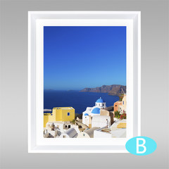 Leonardo decorative painting landscape paintings have a dining room kitchen bathroom bathroom waterproof painting frame painting 30*40 Simple white clean frame In the Aegean Sea B Oil film laminating + low reflective organic glass