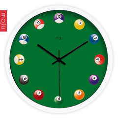 Annie ink Creative Arts Fashion modern billiard parlor clock clock clock watch mute 14 inches White paint frame