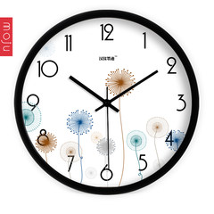 Post modern minimalist fashion creative arts dandelion clock clock quartz clock 550 mute living room 14 inches Metal black frame