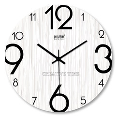 The Nordic modern minimalist fashion creative garden wood bedroom wall clock clock quartz wall clock 724 14 inches Gray fashion