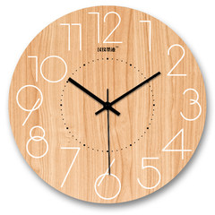 The Nordic modern minimalist fashion creative wood wood garden living room wall clock clock quartz wall clock 628 14 inches Golden silk G
