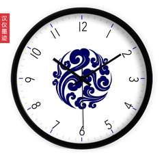 Shipping guabiao Chinese blue and white ink creative China wind room wall clock quartz clock 086 clock clock 14 inches Black paint frame of fine steel