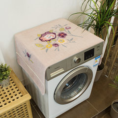 Full automatic roller washing machine cover haier washing machine multi-purpose dust prevention and sun protection American country embroidered cover purple xi - powder foundation 55x130cm