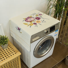 Full automatic drum washing machine cover haier washing machine multi-purpose dust prevention and sun protection American country embroidered cover purple - white background 55x130cm
