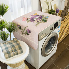 Full automatic roller washing machine cover haier washing machine multi-purpose dustproof and sun protection American country embroider cover cloth initial rip-purple flower-pink foundation 55x130cm