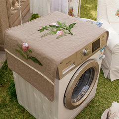 Multi-functional washing machine cover, multi-purpose towel cover, American country embroidered sun protection cover, all-purpose dust cover, west lake jasmine - coffee color, 55x130cm