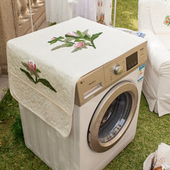 Multi-functional washing machine cover, multi-purpose towel cover, American country embroidered sun protection cover, all-purpose dust cover, west lake jasmine - rice white, 55x130cm