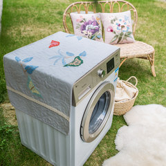 Multi-functional washing machine cover, multi-purpose towel cover, American country embroidered sun protection cover, all-purpose dust cover, butterfly east hedge, grey 55x130cm