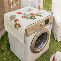 Multi-functional washing machine cover, multi-purpose towel cover, American country embroidery, sun protection cover, all-purpose dust cover, tamper - meter white, 55x130cm