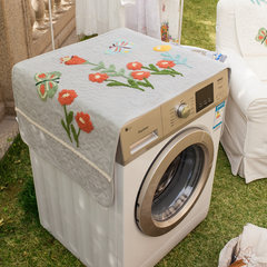 Multi-functional washing machine cover, multi-purpose towel cover, American country embroidered sunscreen cover, all-purpose dustproof cover, step adjustment - grey 55x130cm