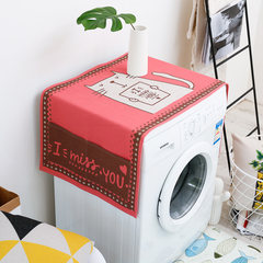 Multi-purpose cover towel washing machine cover cloth art single door refrigerator dustproof cover cotton and linen cartoon bedside table miss cat 55× 140 cm