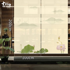 Auspicious home lotus hangs curtain Chinese style tea room curtain, curtain, hanging curtain, hanging screen, porch curtain, sitting room partition, creative lifting, light lifting, 1x2 meters, x2 pieces, half transparent style