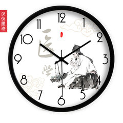 Shipping medicine Li Shizhen Chinese ink China wind room wall clock quartz clock 272 clock clock 14 inches Black paint frame of fine steel