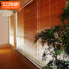 [door installation] pull rope wooden blinds, blinds, kitchen, office, toilet customized curtain rolling curtain 6209- brown wood shutters Square meter