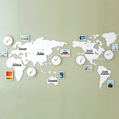 Mandelda creative world map of modern living room wall background wall decoration personality watch American office You can edit it after you select it White belt photo frame