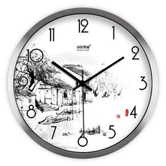 Shipping creative ink simple Chinese decoration room wall clock clock quartz wall clock 721 14 inches Metallic silver drawing frame