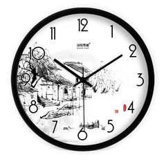 Shipping creative ink simple Chinese decoration room wall clock clock quartz wall clock 721 14 inches Metal black paint frame