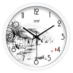 Shipping creative ink simple Chinese decoration room wall clock clock quartz wall clock 721 14 inches White paint frame