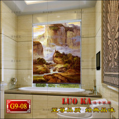 European-style cotton and hemp hanging painting porch feng shui partition curtain shutter sitting room oil painting landscape door curtain semi-transparent hanging curtain not transparent imitation silk cloth door curtain