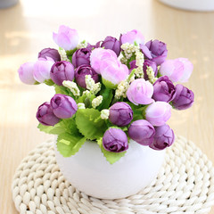 Ceramic Ball Vase rose flowers silk flower garden set simulation Home Furnishing table partition decoration Spring purple