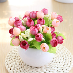 Ceramic Ball Vase rose flowers silk flower garden set simulation Home Furnishing table partition decoration Spring red