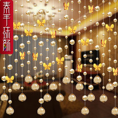 Butterfly pearl curtain crystal partition finished curtain crystal curtain feng shui door curtain hanging curtain decoration porch curtain all transparent + yellow butterfly 6.5 yuan