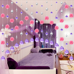 Crystal bead curtain divides rose bead curtain wind bead curtain shoe cabinet porch door curtain screen hanging curtain pink rose + purple