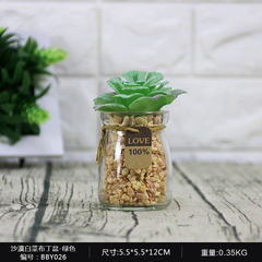 Simulation of plants succulents creative interior decorations Home Furnishing fake pot window decorations flowers ornaments 26 desert cabbage pudding basin - Green