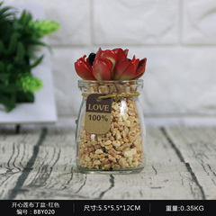 Simulation of plants succulents creative interior decorations Home Furnishing fake pot window decorations flowers ornaments 20 happy lotus pudding basin red