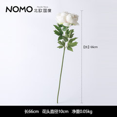 The Nordic country soft spring beauty color flower simulation single head long rod silk flower peony flowers flower king Milk white