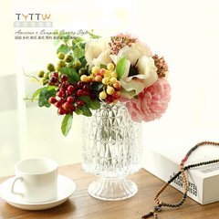Sunshine fresh peony floral mix overall simulation flower flower decoration FLOWER FLOWER FLOWER bedside table A whole suite of glass containers