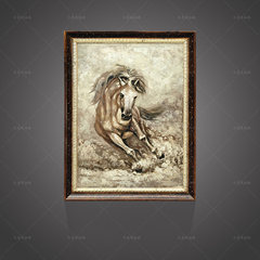 Hand-painted European style Abstract entrance study, oil painting decorative painting custom vertical version, creative handmade retro animal horse painting Wide 80*, high 110CM DMS0023 solid wood frame Single (continuous frame size)