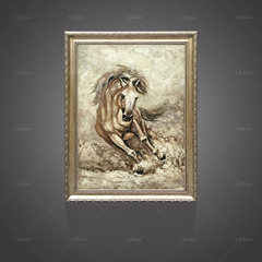 Hand-painted European style Abstract entrance study, oil painting decorative painting custom vertical version, creative handmade retro animal horse painting Wide 80*, high 110CM DMS0012 solid wood frame Single (continuous frame size)
