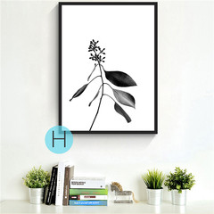 Plant small fresh decorative painting paintings Nordic dining room bedroom bedside wall murals simple frame study 50*50 Simple black wood grain frame Black frame H Oil film laminating + low reflective organic glass