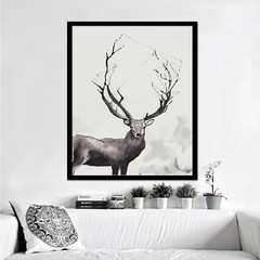 Abstract the Nordic minimalist modern decorative painting frame painting murals have dining room study bedroom bedside hanging picture poster 60*60 Simple white clean frame C Oil film laminating + low reflective organic glass