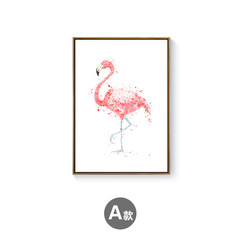 Flamingo modern Nordic decorative painting, entrance hanging painting, single bedroom, restaurant, aisle, wall painting, watercolor painting animals 58*78 Gaoyahei FL15378- Flamingo High definition ink micro spray cloth painting + manual hardcover mountin