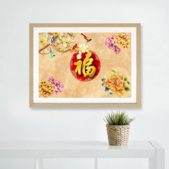 New Chinese decorative painting bedroom, bedside hanging painting, study, living room, hotel painting, murals, vestibule, office wall painting Outline size 73*73CM Other types A Home brand originality