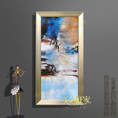 Authentic hand-painted copy of Zhao Wuji oil painting abstract decorative painting, living room with frame, vestibule, vertical plate hanging painting special price 70*140cm Champagne flat Pu frame Oil film laminating + low reflective organic glass