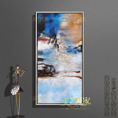 Authentic hand-painted copy of Zhao Wuji oil painting abstract decorative painting, living room with frame, vestibule, vertical plate hanging painting special price 70*140cm Wooden drawing silver L word frame Oil film laminating + low reflective organic g