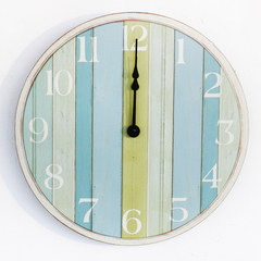 复古时尚家居客厅装饰美式欧式怀旧复古壁钟木质钟静音挂钟 12英寸 条纹钟