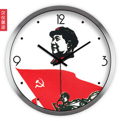 Shipping clock clock mute room quartz clock creative personality art chairman Mao Zedong thought 216 14 inches Drawing frame of fine steel