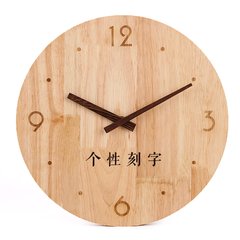 The original genuine solid wood watches creative garden log digital clock can mute the minimalist living custom lettering 12 inches Custom lettering